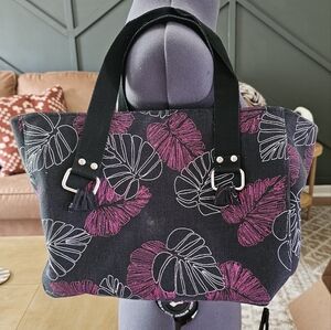 Handmade Black and Pink Floral Tote Bag